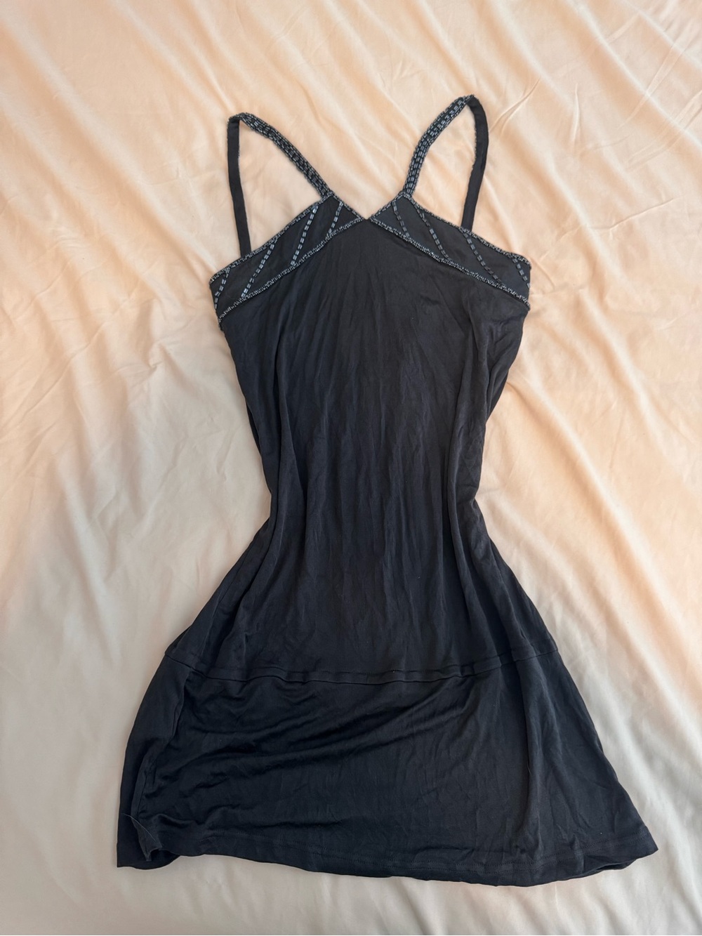 Vintage TO THE MAX 100% Silk Beaded Corset Back Y2K Mini Slip Dress